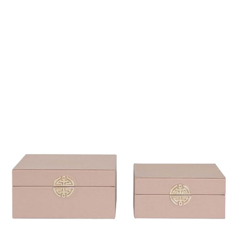 Orange & Gold Faux Leather Boxes Set of 2